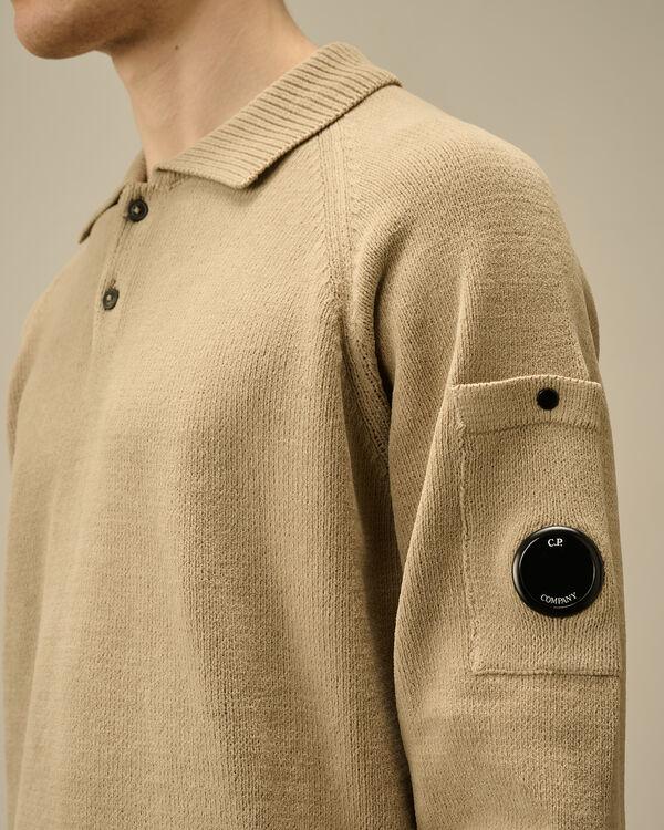 C.p. Company Chenille Cotton Polo Knit VINTAGE KHAKI - BEIGE