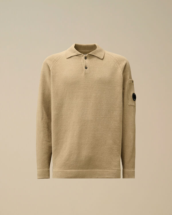 c.p. company Chenille Cotton Polo Knit VINTAGE KHAKI - BEIGE