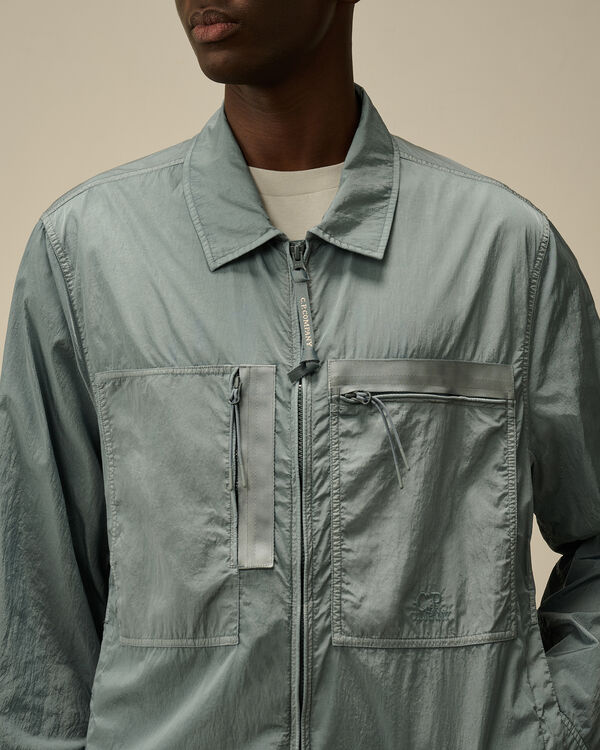 C.p. Company Chrome-R Chest Zip Pockets Overshirt STORMY WEATHER - BLUE