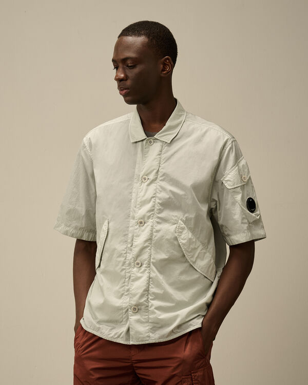 C.p. Company Chrome-R Short Sleeve Overshirt BLUE FOX - GREY