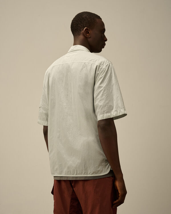 C.p. Company Chrome-R Short Sleeve Overshirt BLUE FOX - GREY