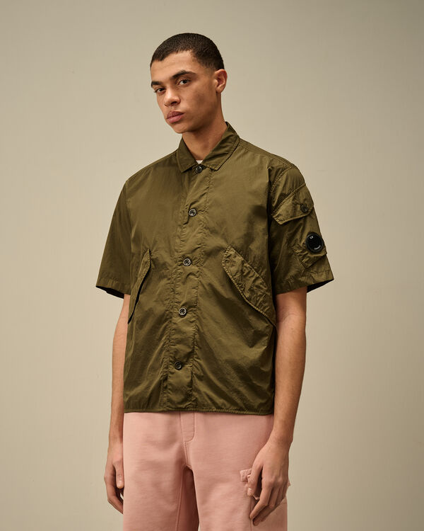 C.p. Company Chrome-R Short Sleeve Overshirt IVY GREEN