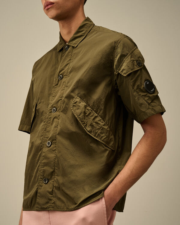 C.p. Company Chrome-R Short Sleeve Overshirt IVY GREEN