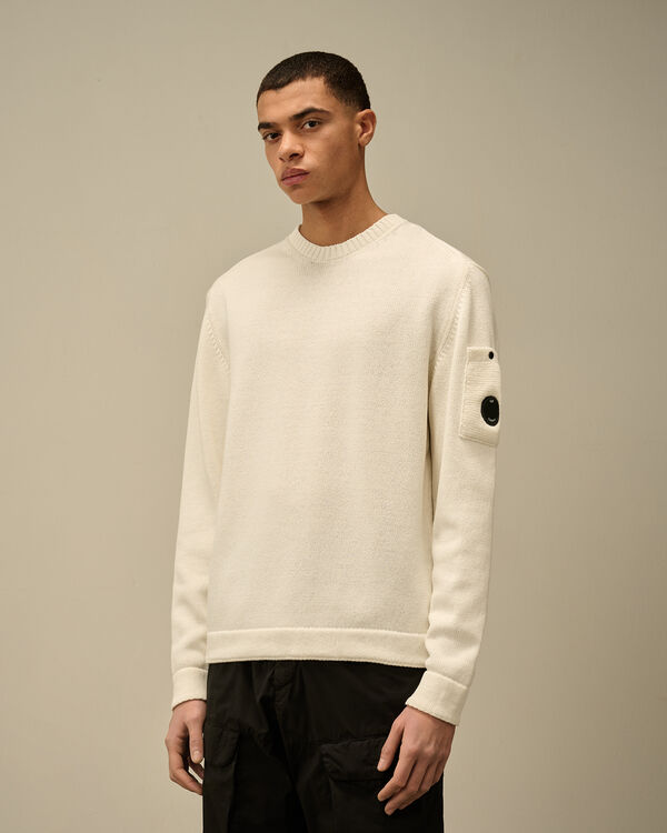 C.p. Company Compact Cotton Crewneck Lens Knit GAUZE WHITE