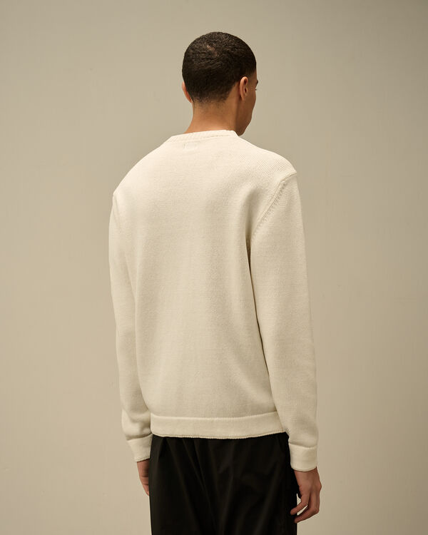 C.p. Company Compact Cotton Crewneck Lens Knit GAUZE WHITE