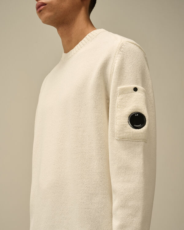C.p. Company Compact Cotton Crewneck Lens Knit GAUZE WHITE