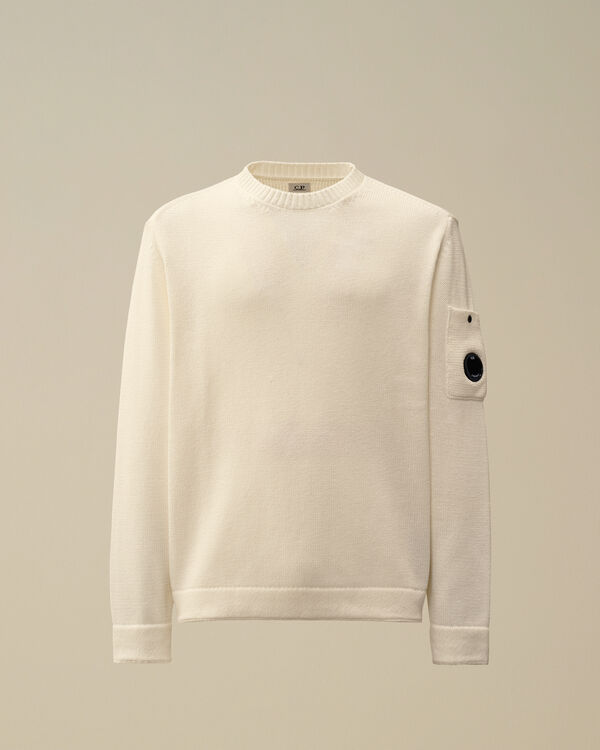 c.p. company Compact Cotton Crewneck Lens Knit GAUZE WHITE