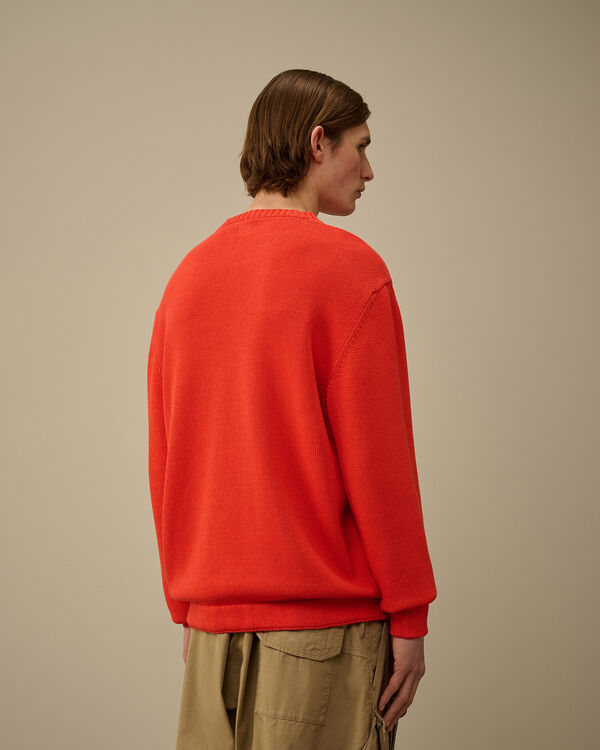 C.p. Company Compact Cotton Crewneck Lens Knit POINCIANA - ORANGE