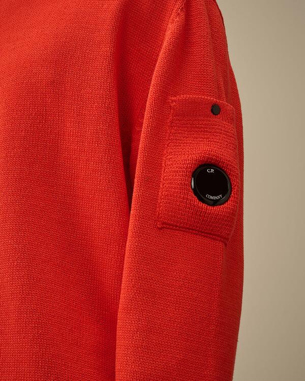 C.p. Company Compact Cotton Crewneck Lens Knit POINCIANA - ORANGE