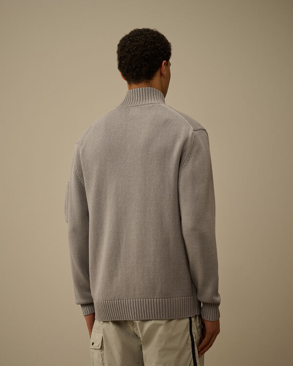 C.p. Company Compact Cotton Full Button Lens Knit DRIZZLE GREY