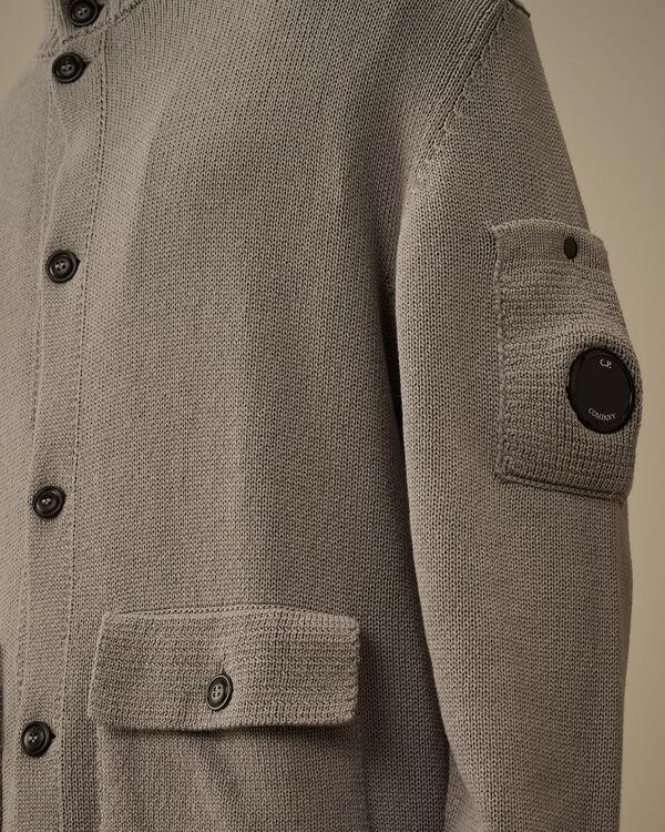 C.p. Company Compact Cotton Full Button Lens Knit DRIZZLE GREY