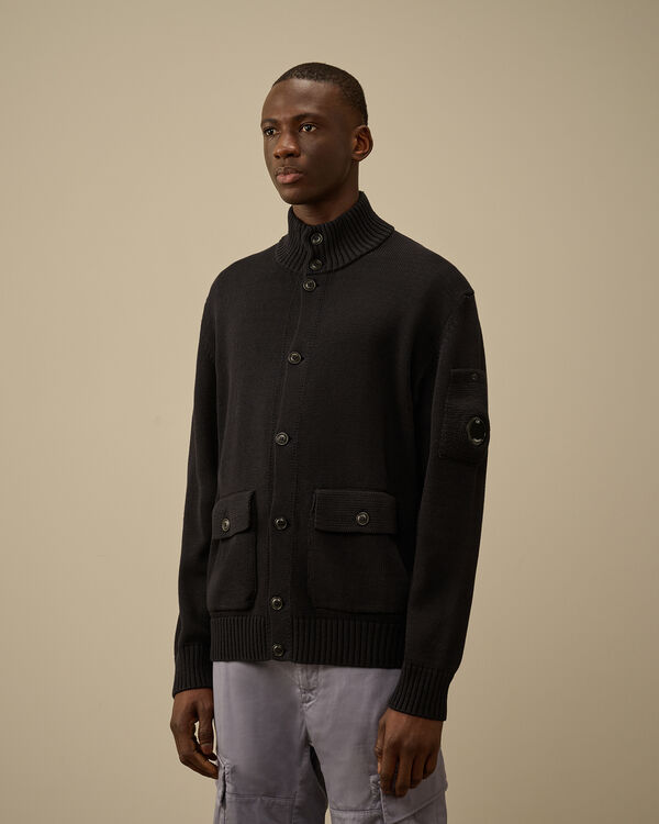 C.p. Company Compact Cotton Full Button Lens Knit TOTAL ECLIPSE - BLUE