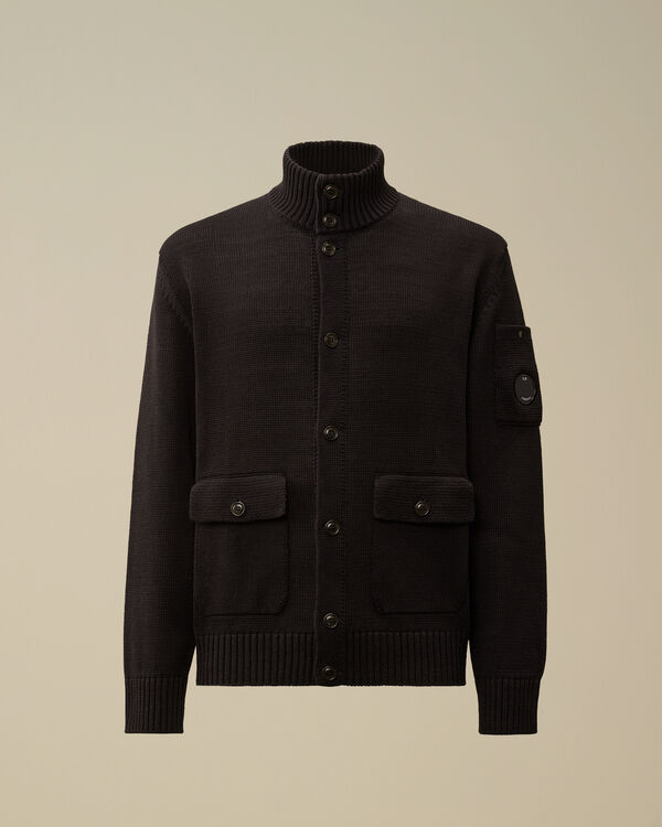 c.p. company Compact Cotton Full Button Lens Knit TOTAL ECLIPSE - BLUE