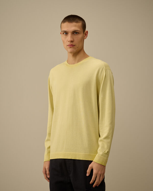 C.p. Company Cotton Crepe Crewneck Knit CRESS GREEN - YELLOW