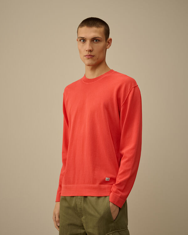 C.p. Company Cotton Crepe Crewneck Knit POINCIANA - ORANGE