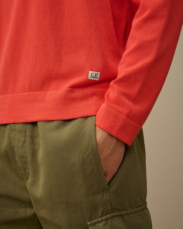 C.p. Company Cotton Crepe Crewneck Knit POINCIANA - ORANGE