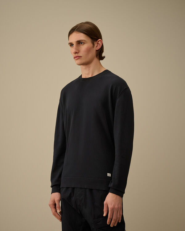 C.p. Company Cotton Crepe Crewneck Knit TOTAL ECLIPSE - BLUE