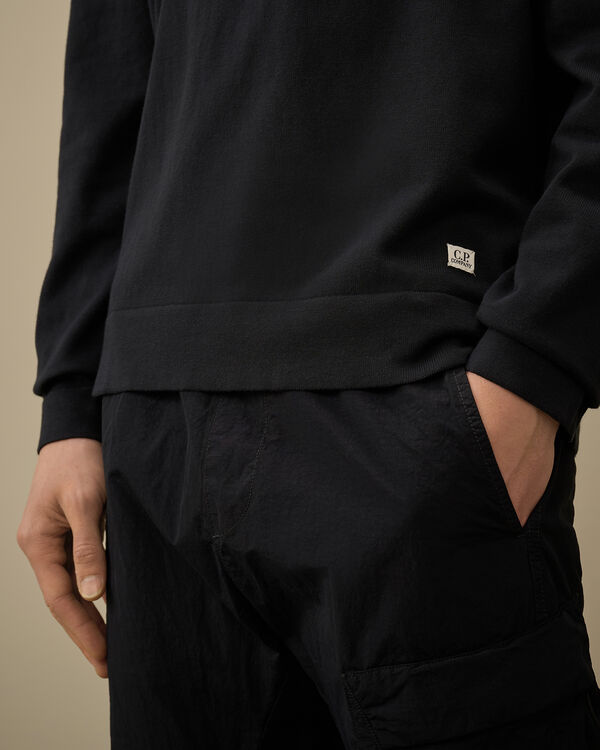 C.p. Company Cotton Crepe Crewneck Knit TOTAL ECLIPSE - BLUE