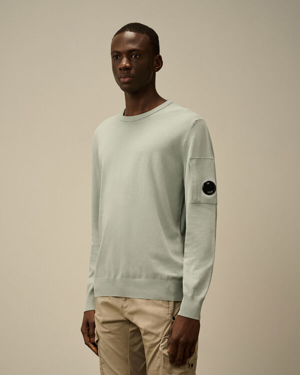 C.p. Company Cotton Crepe Crewneck Lens Knit BLUE FOX - GREY