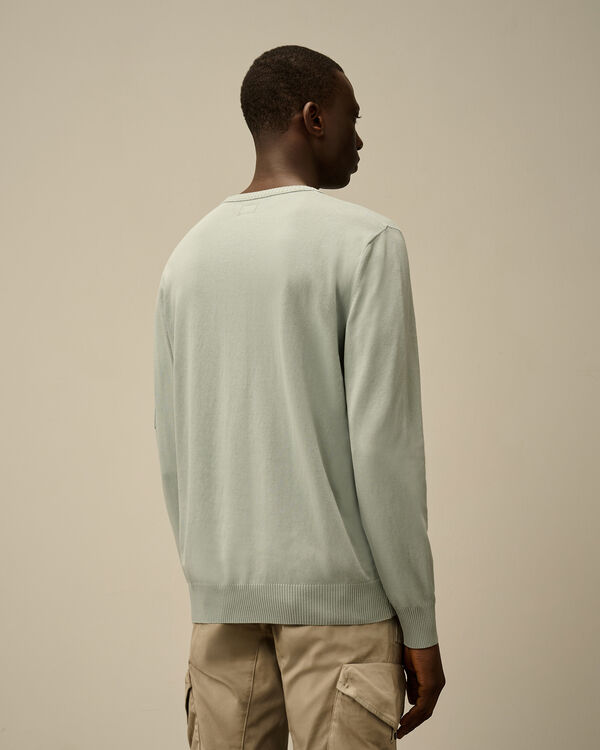 C.p. Company Cotton Crepe Crewneck Lens Knit BLUE FOX - GREY