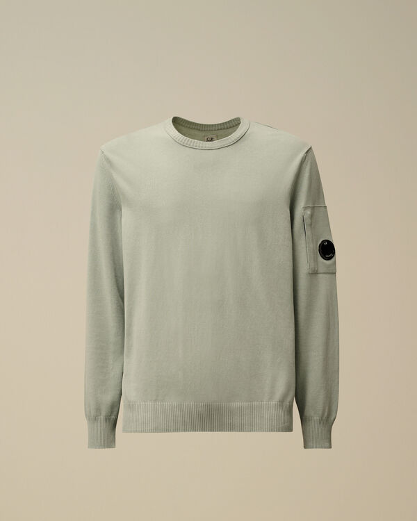 c.p. company Cotton Crepe Crewneck Lens Knit BLUE FOX - GREY