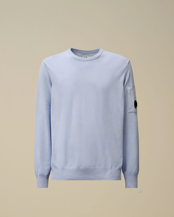 c.p. company Cotton Crepe Crewneck Lens Knit CERULEAN - LIGHT-BLUE