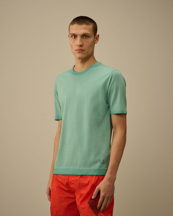 C.p. Company Cotton Crepe Short Sleeve Knit BAYOU - GREEN