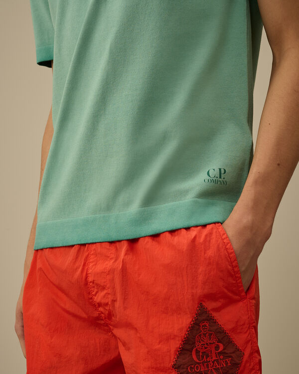 C.p. Company Cotton Crepe Short Sleeve Knit BAYOU - GREEN