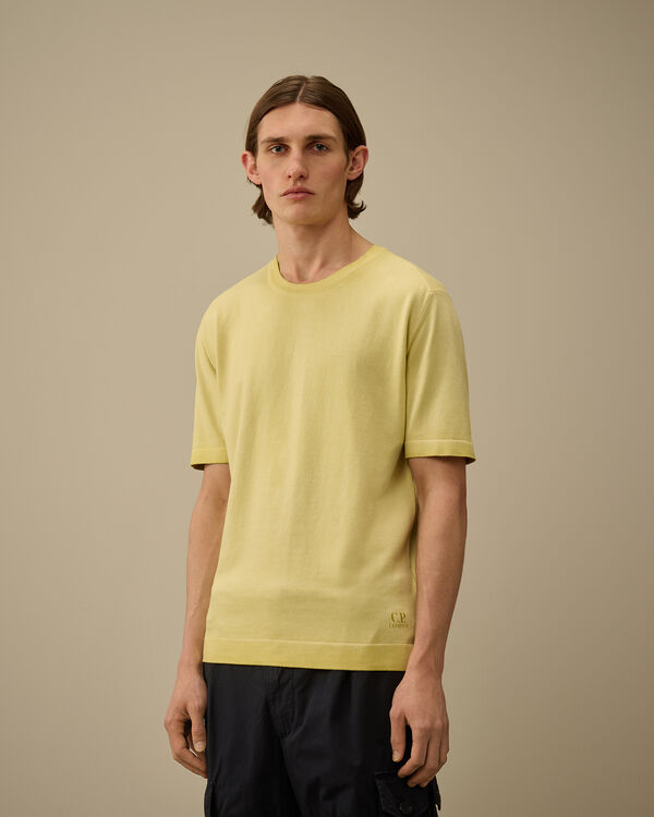 C.p. Company Cotton Crepe Short Sleeve Knit CRESS GREEN - YELLOW