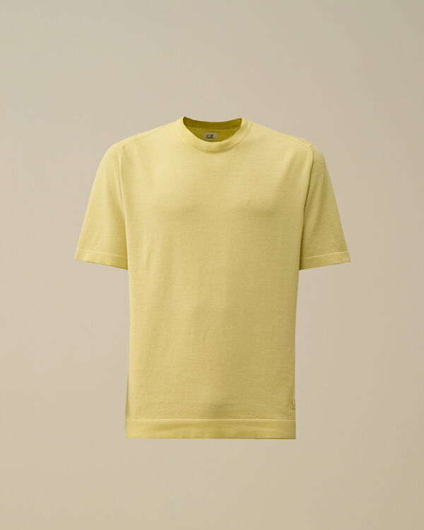 c.p. company Cotton Crepe Short Sleeve Knit CRESS GREEN - YELLOW