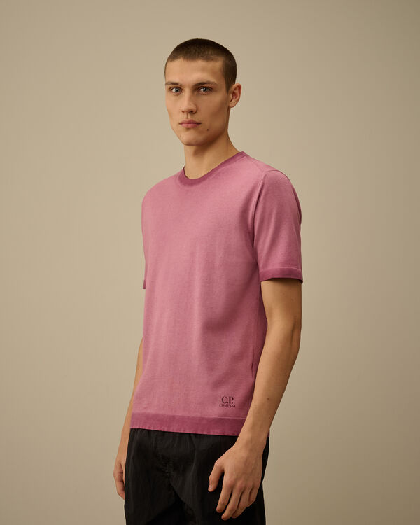 C.p. Company Cotton Crepe Short Sleeve Knit PICKLED BEET - VIOLET