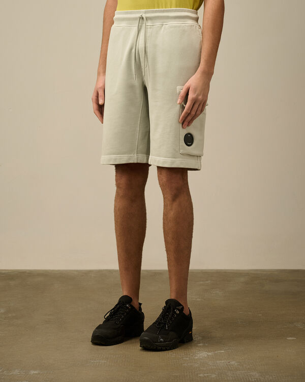 C.p. Company Cotton Diagonal Fleece Cargo Shorts BLUE FOX - GREY