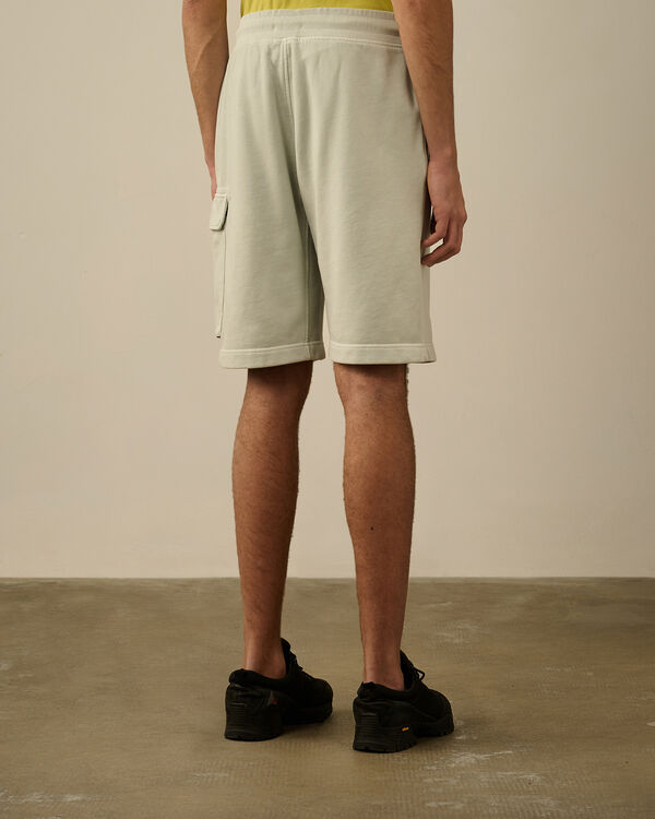 C.p. Company Cotton Diagonal Fleece Cargo Shorts BLUE FOX - GREY