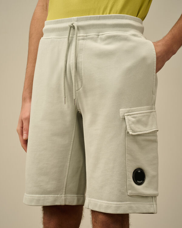 C.p. Company Cotton Diagonal Fleece Cargo Shorts BLUE FOX - GREY