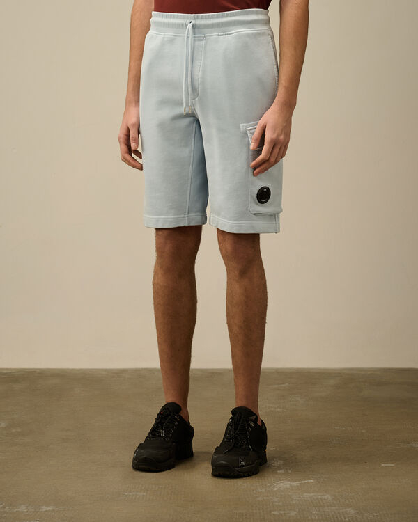 C.p. Company Cotton Diagonal Fleece Cargo Shorts CERULEAN - LIGHT-BLUE