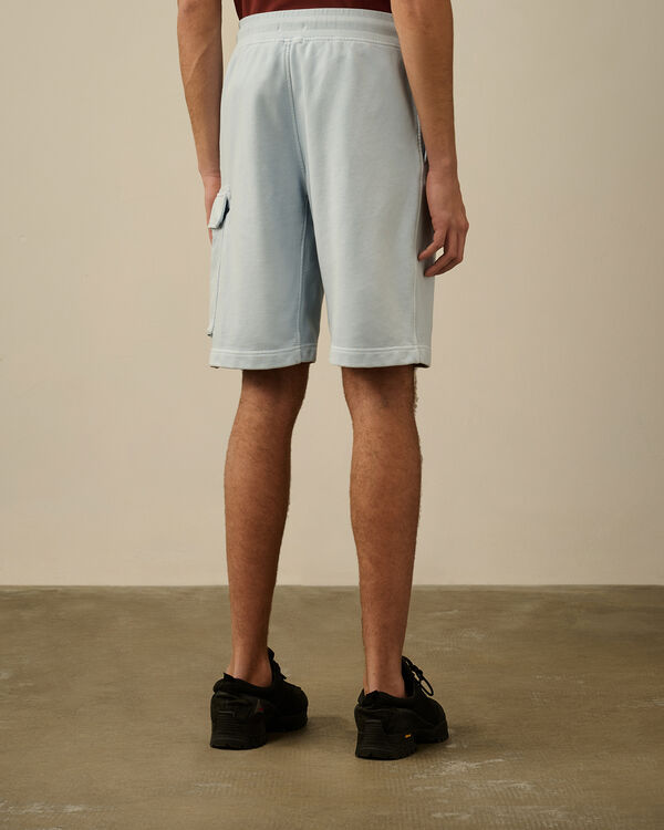 C.p. Company Cotton Diagonal Fleece Cargo Shorts CERULEAN - LIGHT-BLUE