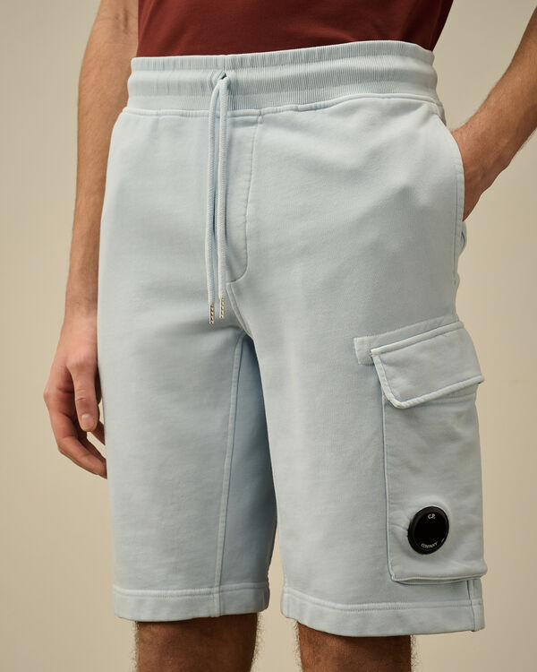 C.p. Company Cotton Diagonal Fleece Cargo Shorts CERULEAN - LIGHT-BLUE