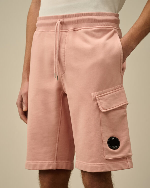 C.p. Company Cotton Diagonal Fleece Cargo Shorts MISTY ROSE - PINK