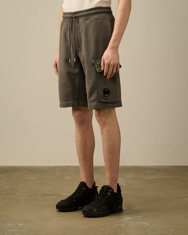 C.p. Company Cotton Diagonal Fleece Cargo Shorts SMOKED PEARL - GREY
