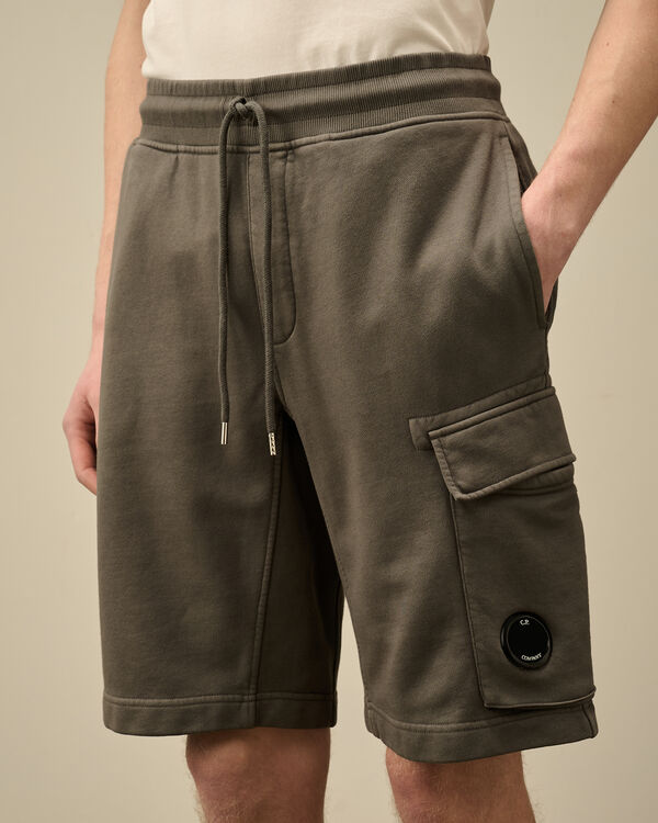 C.p. Company Cotton Diagonal Fleece Cargo Shorts SMOKED PEARL - GREY