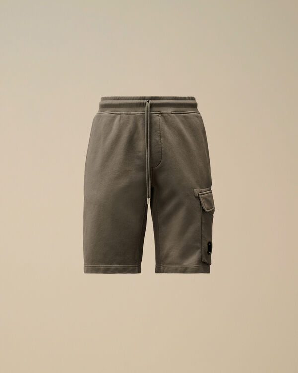 c.p. company Cotton Diagonal Fleece Cargo Shorts SMOKED PEARL - GREY
