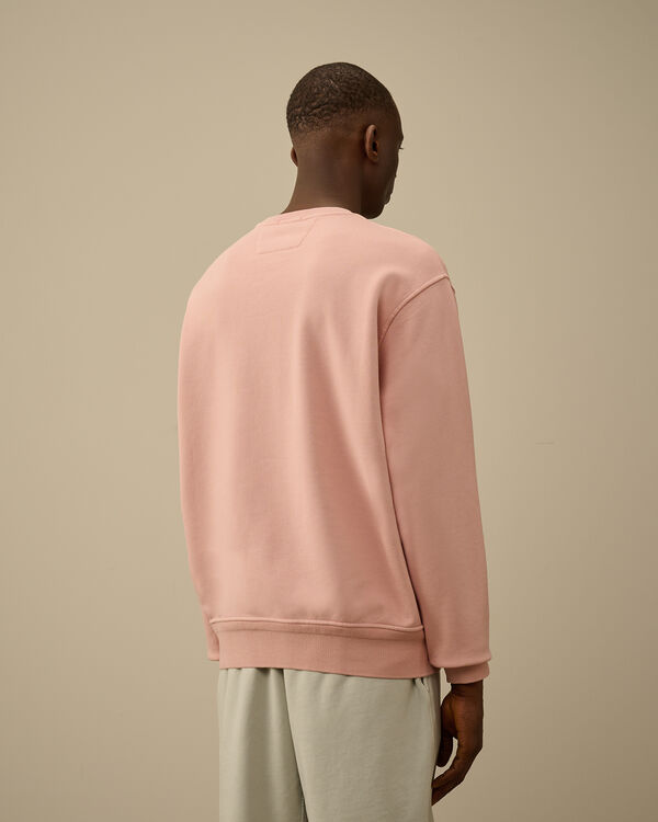 C.p. Company Cotton Diagonal Fleece Crewneck Logo Sweatshirt MISTY ROSE - PINK