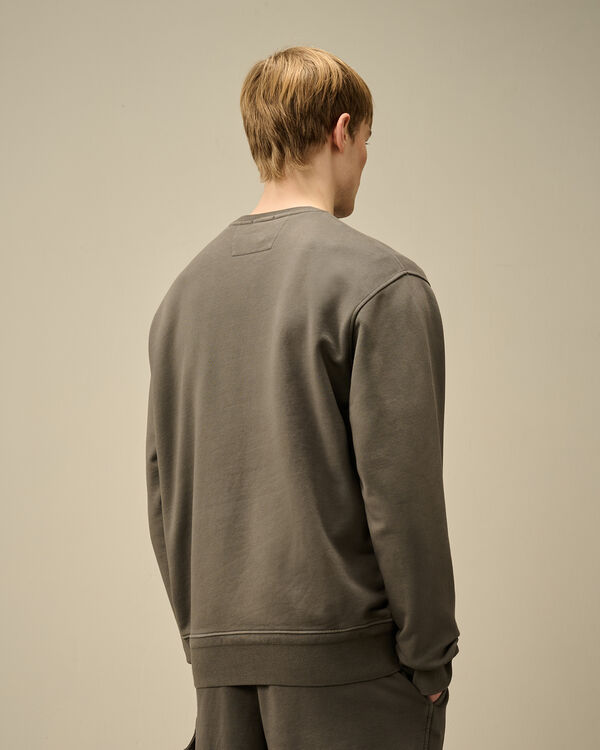 C.p. Company Cotton Diagonal Fleece Crewneck Logo Sweatshirt SMOKED PEARL - GREY