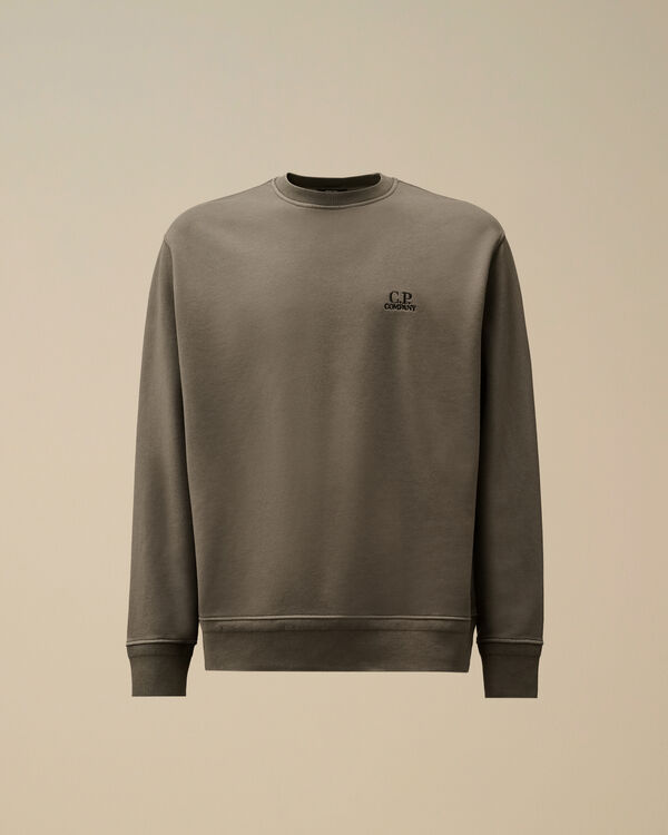 c.p. company Cotton Diagonal Fleece Crewneck Logo Sweatshirt SMOKED PEARL - GREY