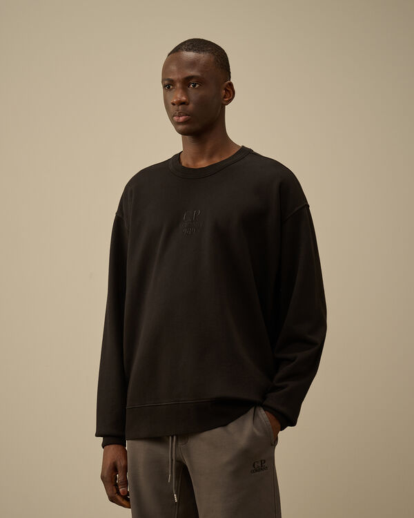 C.p. Company Cotton Diagonal Fleece Crewneck Sweatshirt BLACK