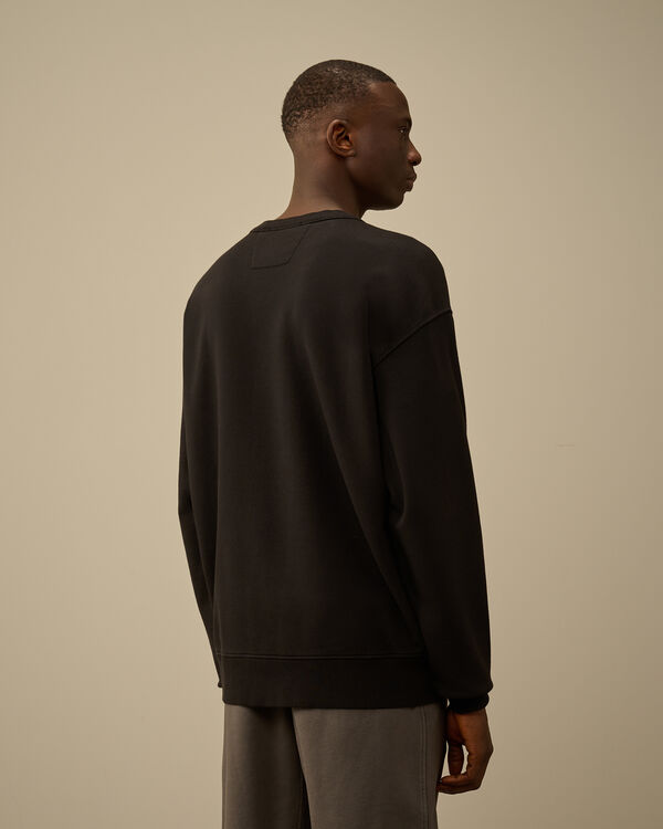 C.p. Company Cotton Diagonal Fleece Crewneck Sweatshirt BLACK