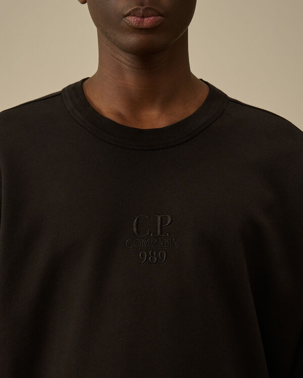C.p. Company Cotton Diagonal Fleece Crewneck Sweatshirt BLACK