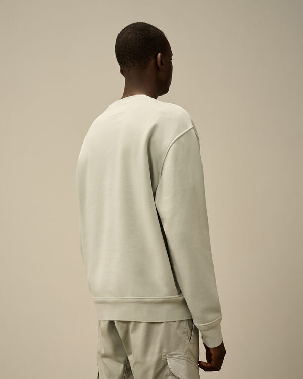 C.p. Company Cotton Diagonal Fleece Crewneck Sweatshirt BLUE FOX - GREY