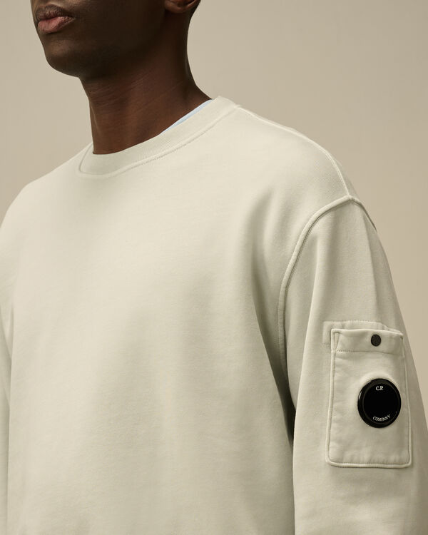 C.p. Company Cotton Diagonal Fleece Crewneck Sweatshirt BLUE FOX - GREY