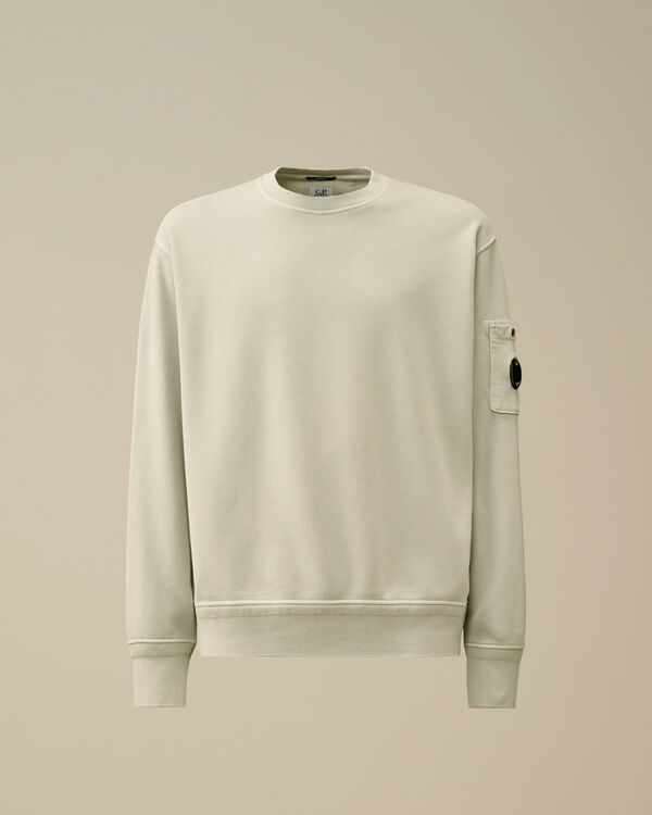 c.p. company Cotton Diagonal Fleece Crewneck Sweatshirt BLUE FOX - GREY c.p. company Cotton Diagonal Fleece Crewneck Sweatshirt BLUE FOX - GREY